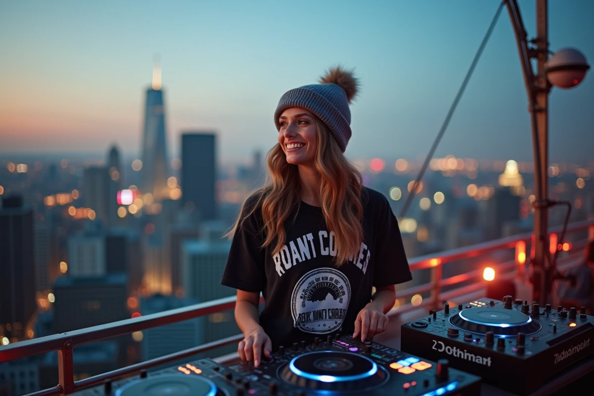 DJ femme souriante lors d’un événement en plein air