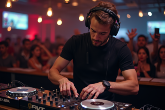 DJ homme en live dans une boîte de nuit