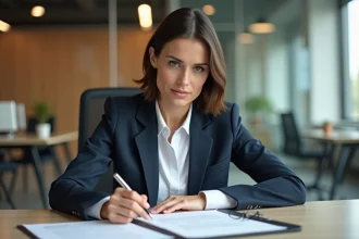 Femme d'affaires en réunion dans un bureau moderne