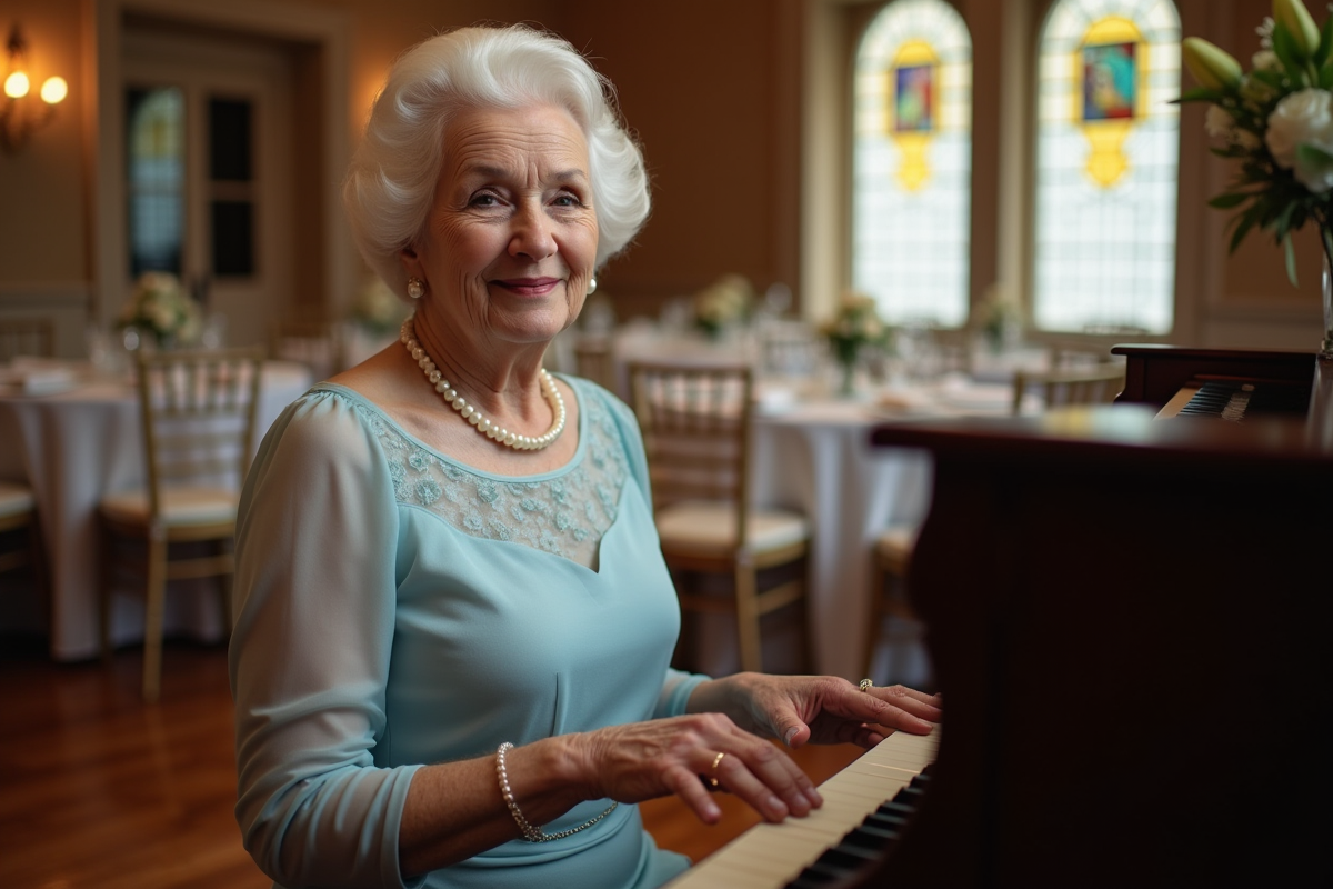 Femme âgée jouant du piano lors d