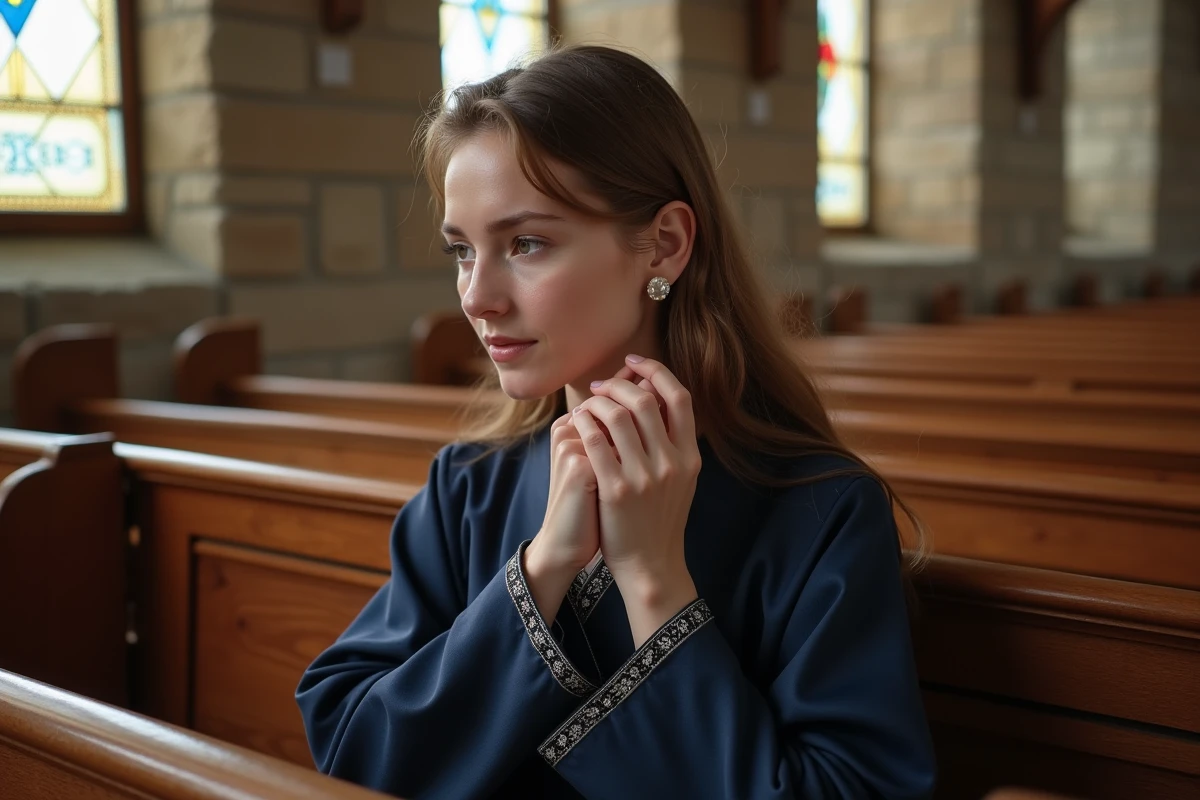 Jeune femme ajustant une boucle d