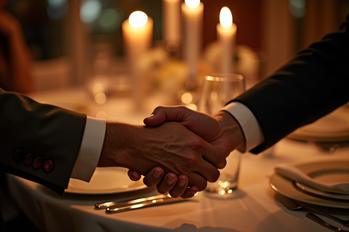 Mains d un couple âgé touchant lors d un dîner romantique